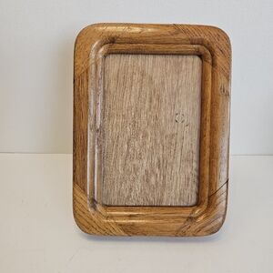 Vintage Oak Wood Picture Frame Round Corners Back Stand MCM